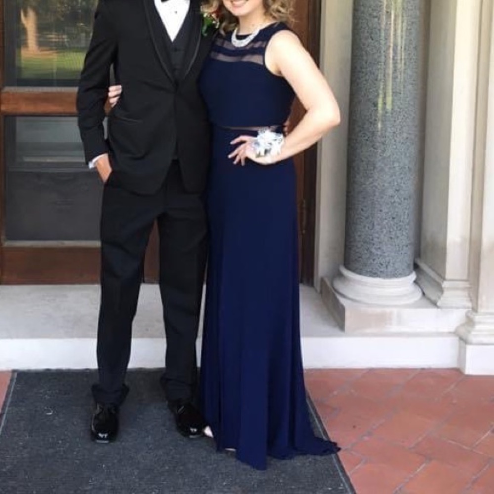Navy Formal/ Prom Dress with sheer panels